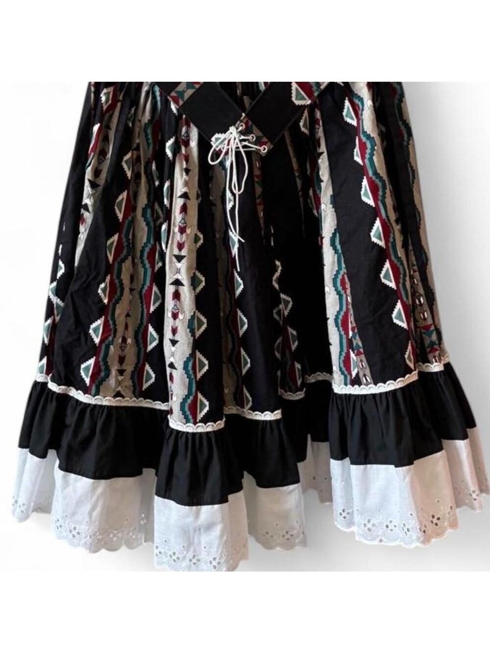 True Vintage Southwestern Prairie Skirt – Western Square Dance Midi Skirt